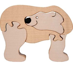 Fauna Dřevěné vkládací puzzle z masivu lední medvěd